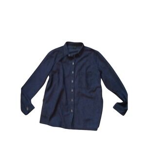 Lumiere Womens‎ Blue Long Sleeve Button Up Shirt Top Size L